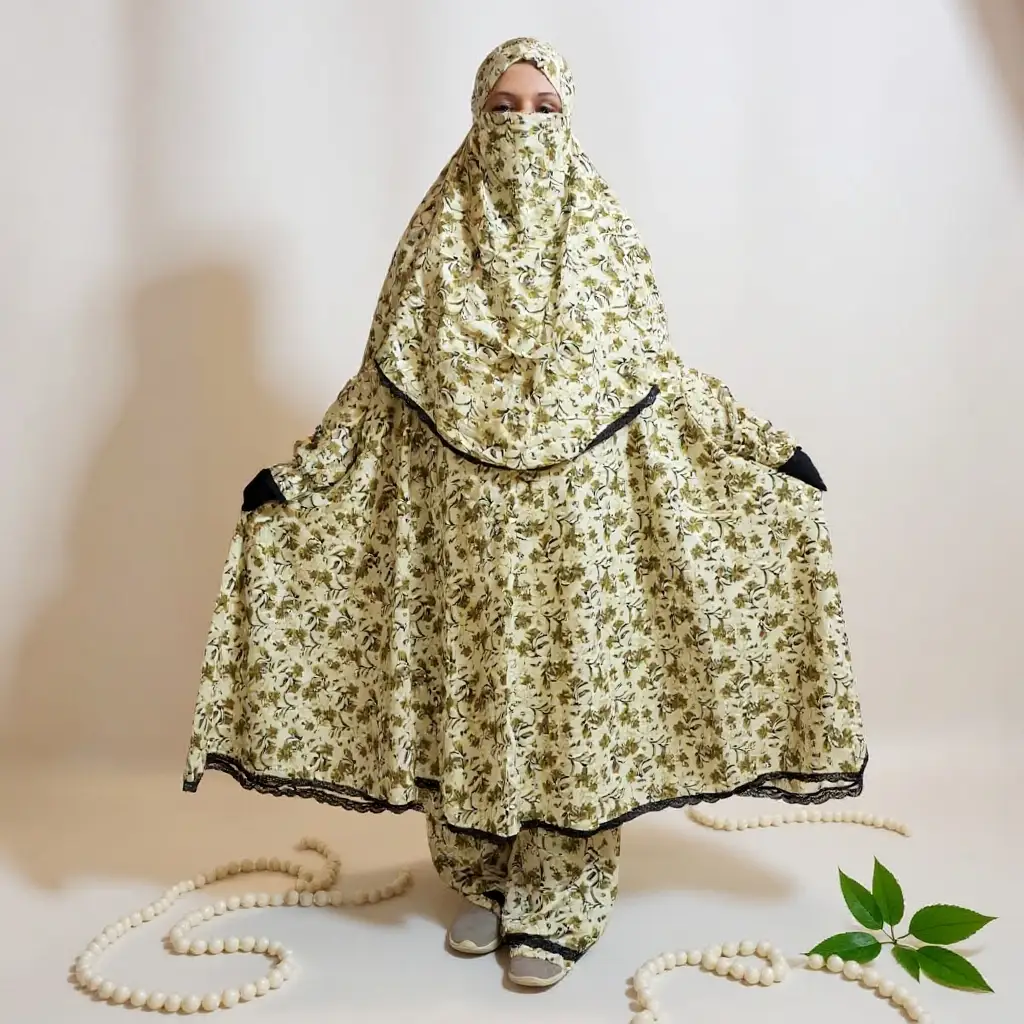 Woman Lilen Fabric Khimar Set WLF120