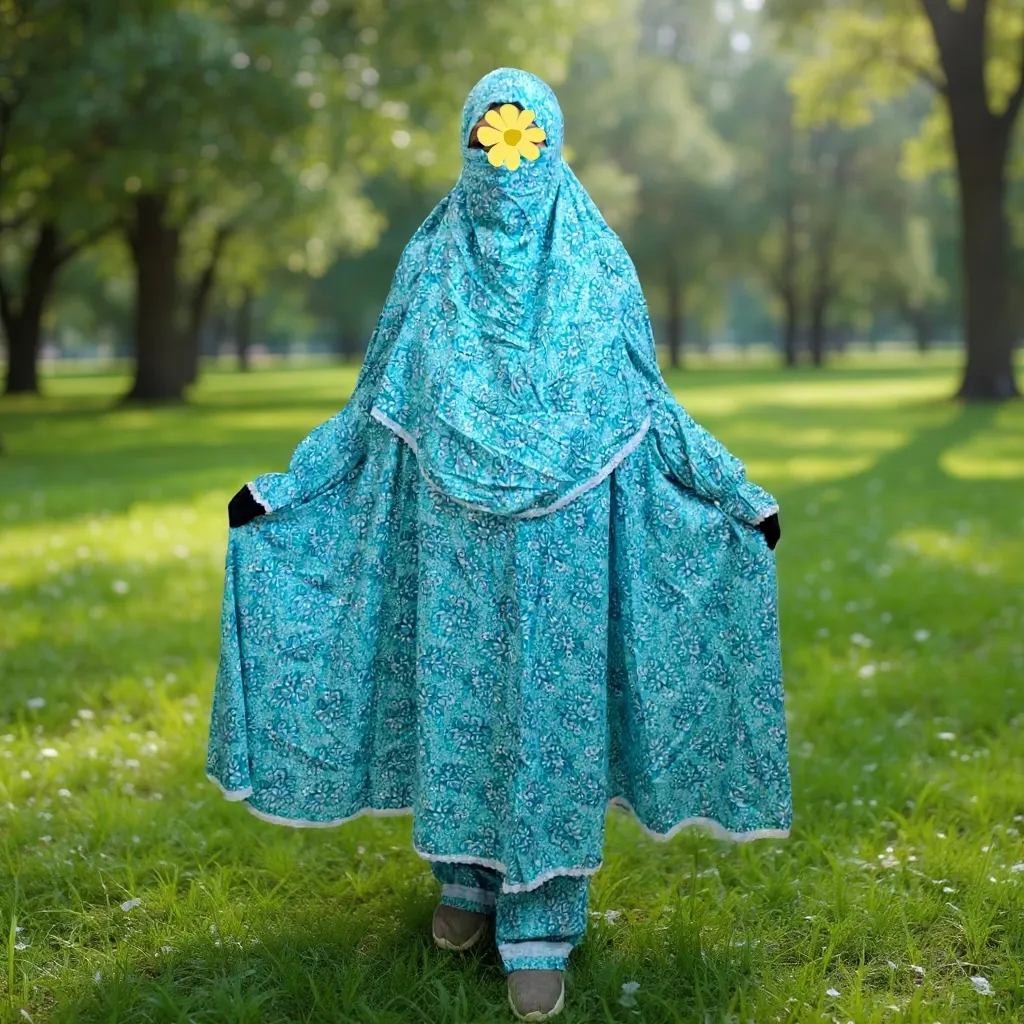 Woman Lilen Fabric Khimar Set WLF123