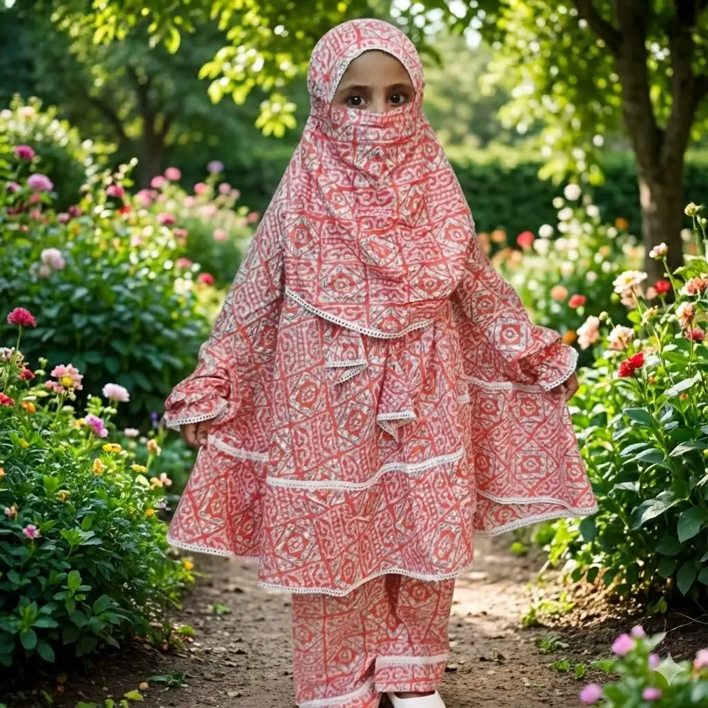 Kids Cotton Khimar Set KCK108