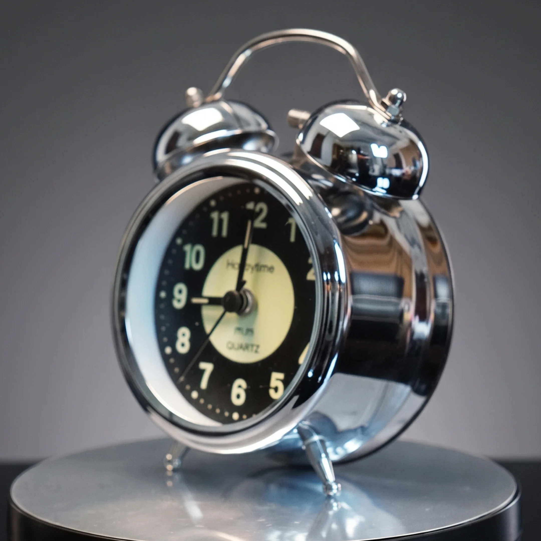 Glossy Twin Bell Alarm Clock - Black