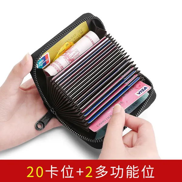 RFID Anti-Theft Genuine Cowhide Leather Card Holder Wallet