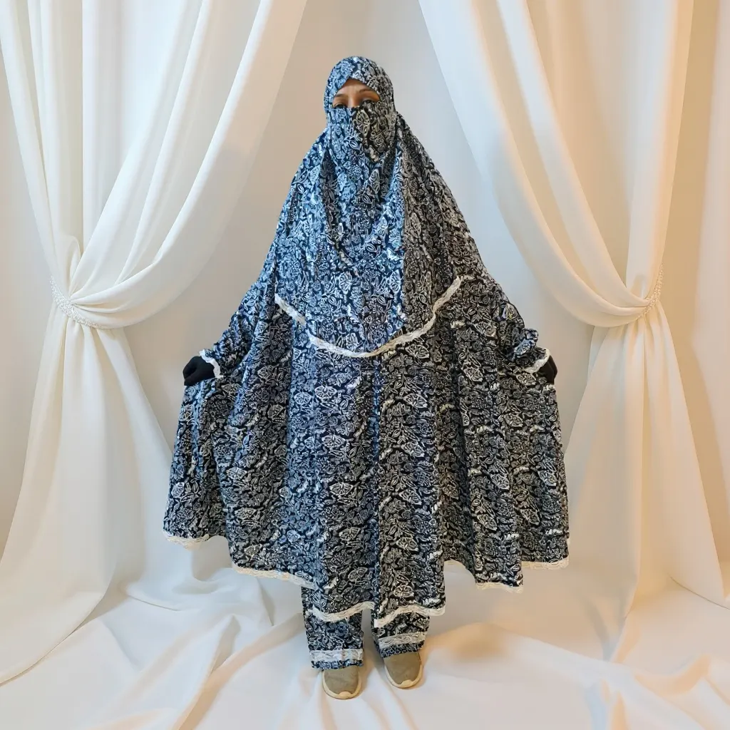 Woman Lilen Fabric Khimar Set WLF119