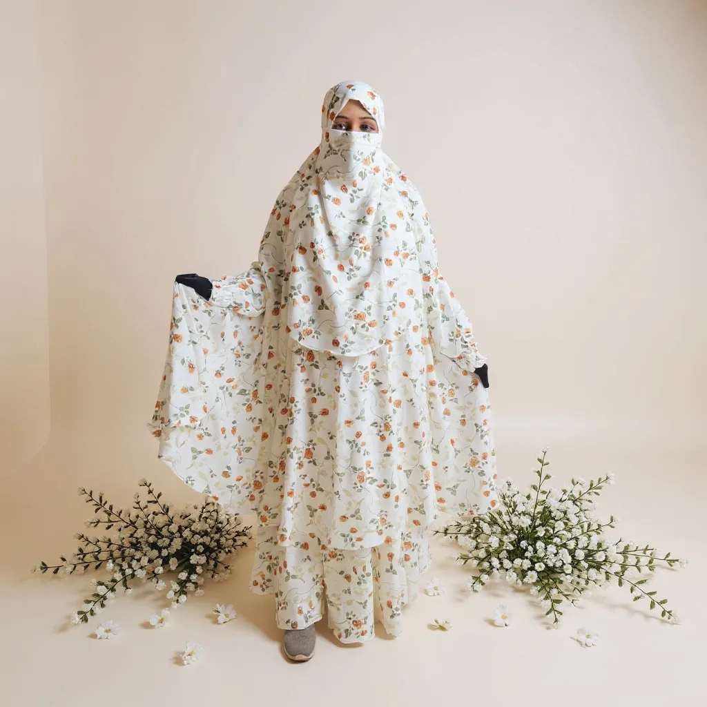 Cherry Georgette Fabric Khimar Skart Set CG133